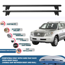 Lockable Roof Rack Cross Bars for Toyota Land Cruiser 2008-2021 | Heavy Duty Rail Carrier 2 Pcs Black