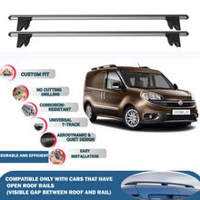 Lockable Roof Rack Cross Bars for Fiat Doblo Cargo 2010-2023 | Heavy Duty Rail Carrier 2 Pcs Grey