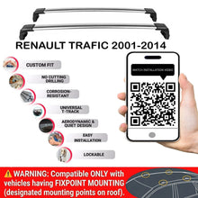 Lockable Roof Bars for Renault Trafic II 2003-2016 | Fixpoint No Roof Rails 2 Pcs Grey