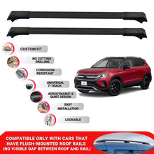 2X Car Roof Rack Cross Bars for Vw Taos 2021+ Lockable Roof Bars Black