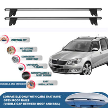 Lockable Roof Rack Cross Bars for Skoda Roomster 2006-2015 | Heavy Duty Rail Carrier 2 Pcs Grey