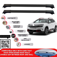 Roof Rack Cross Bars for Citroen C5 Aircross 2019+ Lockable Bars 2 Pcs Black
