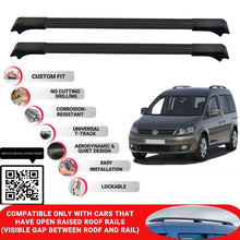 Roof Rack Cross Bars for Vw Caddy 2004-2015 Lockable Roof Bars 2 Pcs Black