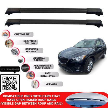 Roof Rack Cross Bars for Mazda CX-5 2012-2017 Lockable Roof Bars 2 Pcs Black