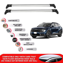 2X Car Roof Bars for Kia Sportage NQ5 2022+ Lockable Roof Rack Cross Bars Grey