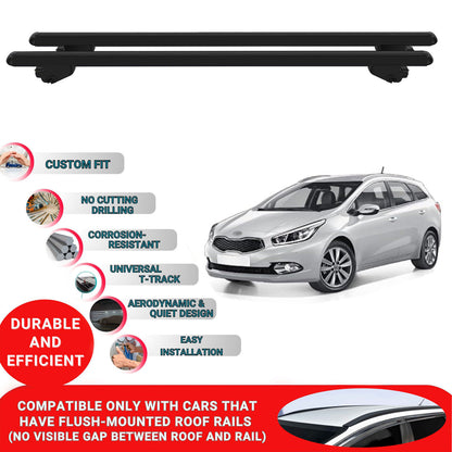 Roof Bars For Kia Cee'D Ceed Estates 2012-2018 Roof Rack Cross Bars 2 Pcs Black