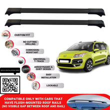 Roof Rack Cross Bars for Citroen C3 Picasso 2009+ Lockable Roof Bars 2 Pcs Black