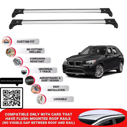Roof Bars for Bmw X1 E84 2009-2015 Lockable Roof Rack Cross Bars 2 Pcs Grey