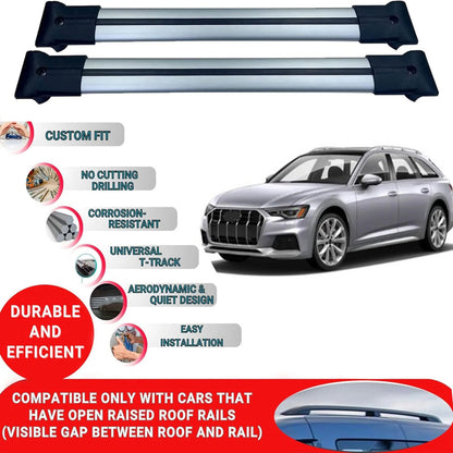 Roof Rack Cross Bars for Audi A6 Allroad C8 2019+ Aluminum Roof Bars 2 Pcs Grey