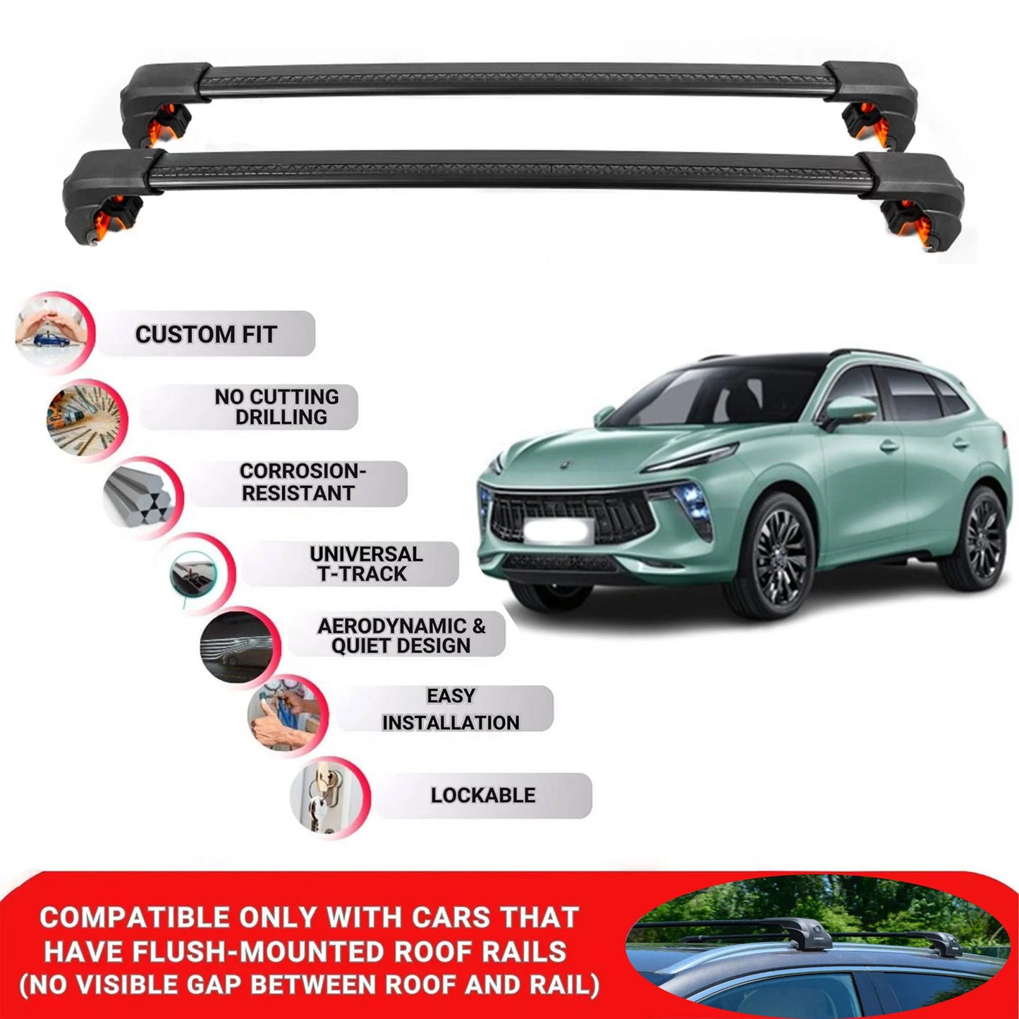 Premium Roof Bars For Forting T5 Evo 2020+ Roof Rack Cross Bars Secure Black