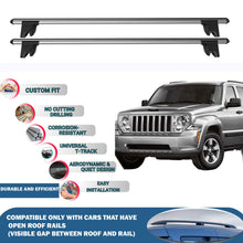 Lockable Roof Rack Cross Bars for Jeep Cherokee KK 2008-2014 | Heavy Duty Rail Carrier 2 Pcs Grey