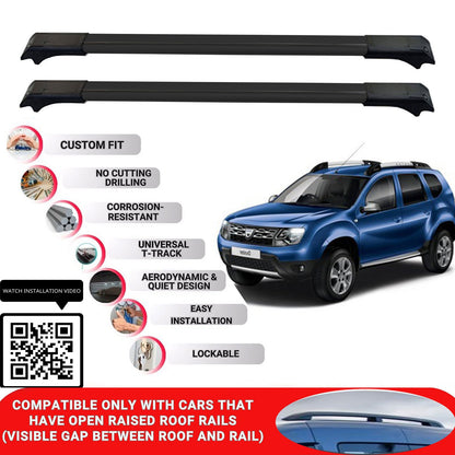 Roof Rack Cross Bars for Dacia Duster 2014-2018 Lockable Roof Bars 2 Pcs Black