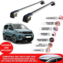 Roof Bars Rack for Opel Combo life 2024+ Lockable Rail Carrier 2 Pcs Grey