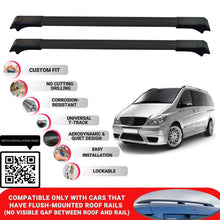 Roof Rack Cross Bars for Mercedes Vito 2004-2014 Lockable Roof Bars 2 Pcs Black