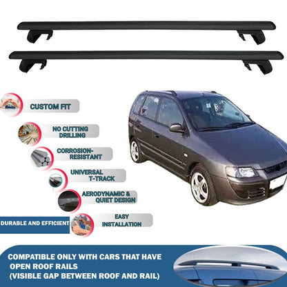 Roof Rack Cross Bars for Mitsubishi Space Star 1999-2005 Rail Carrier for Roof Tents 2 Pcs Black