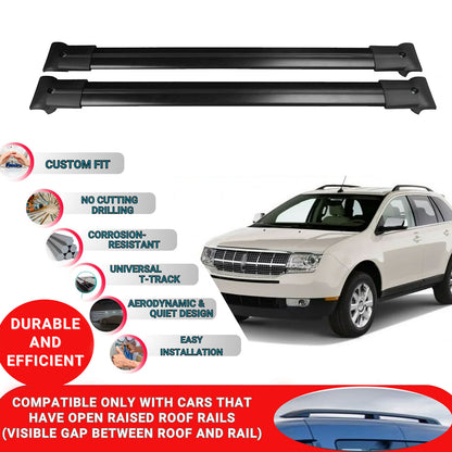 Roof Racks Cross Bars For Lincoln Mkx 1 2007-2015 2 Pcs Black