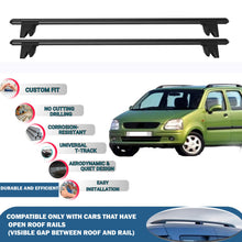 Lockable Roof Rack Cross Bars for Opel Agila 2000-2008 | Heavy Duty Rail Carrier 2 Pcs Black