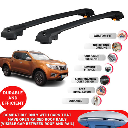 Roof Bar for Nissan Navara 2015-2021 Lockable Roof Rack Cross Bars 2 Pcs Black