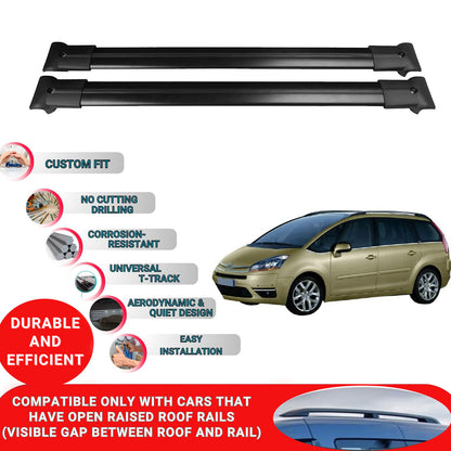 Roof Racks Cross Bars For C4 Grand Picasso 2007-2013 2 Pcs Black