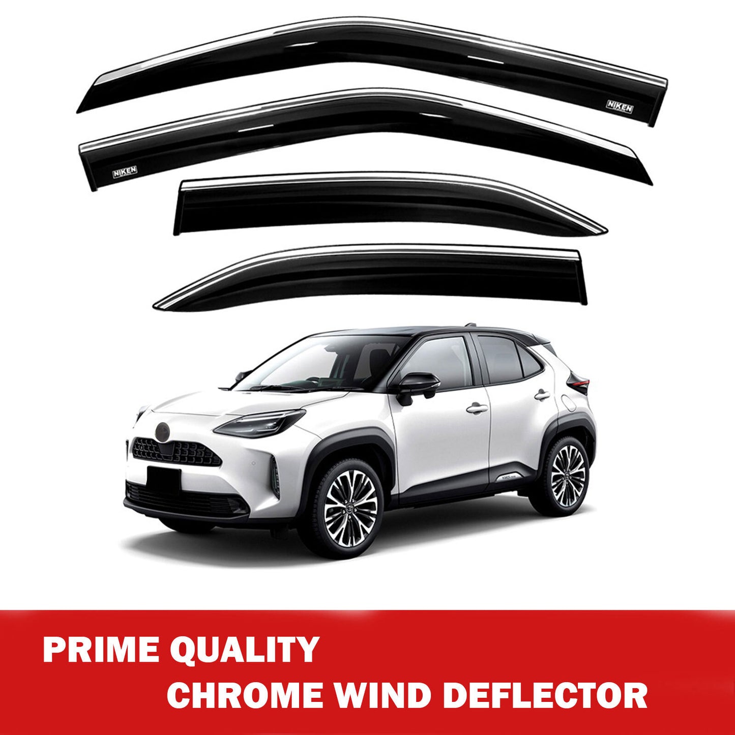 Chrome Window Wind Deflector for Toyota Yaris Cross 2021+ Rain Guard Visors 4pcs