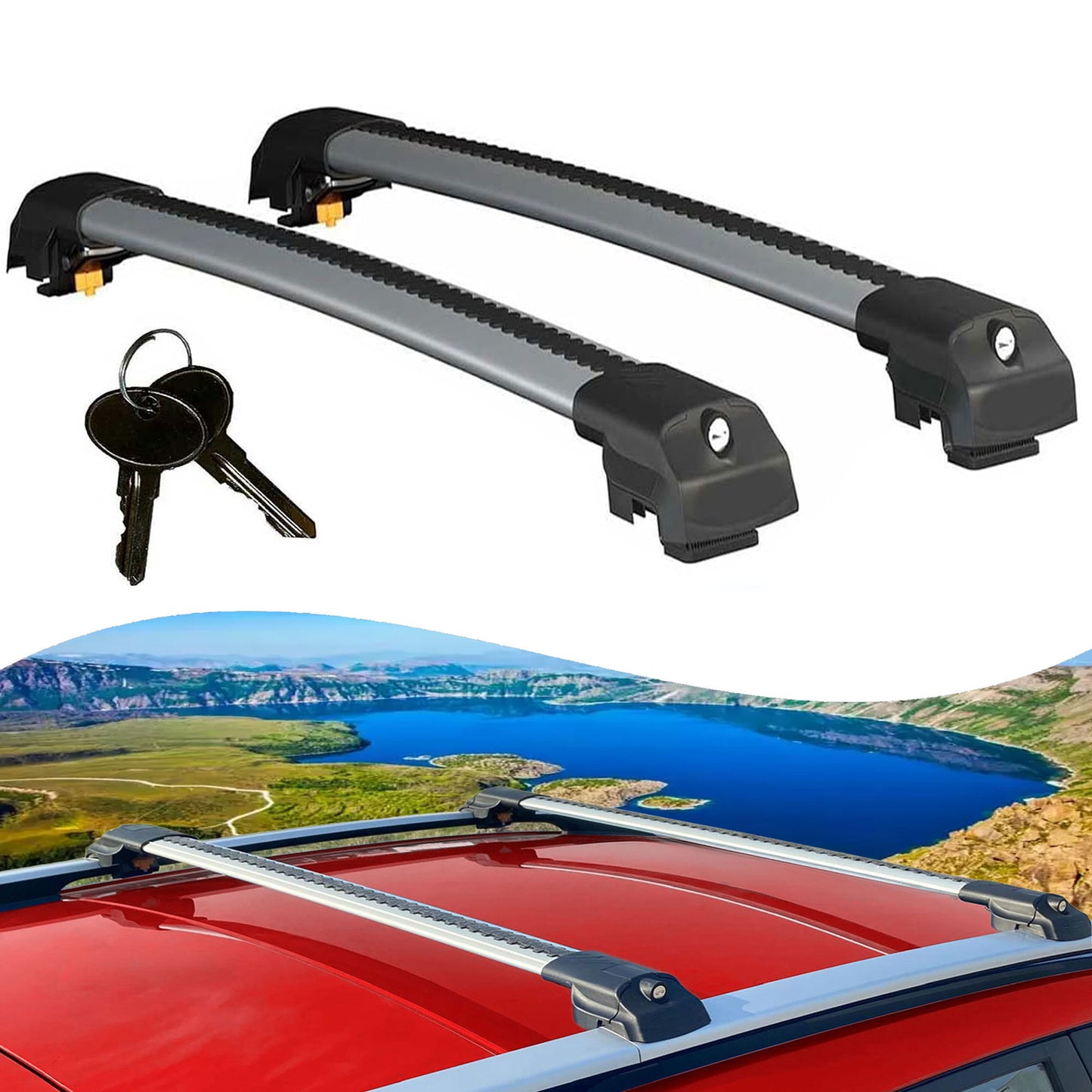 Roof Bar for Hyundai Santa Fe (Cm) 2007-2012 Lockable Roof Rack Cross Bars 2 Pcs Grey