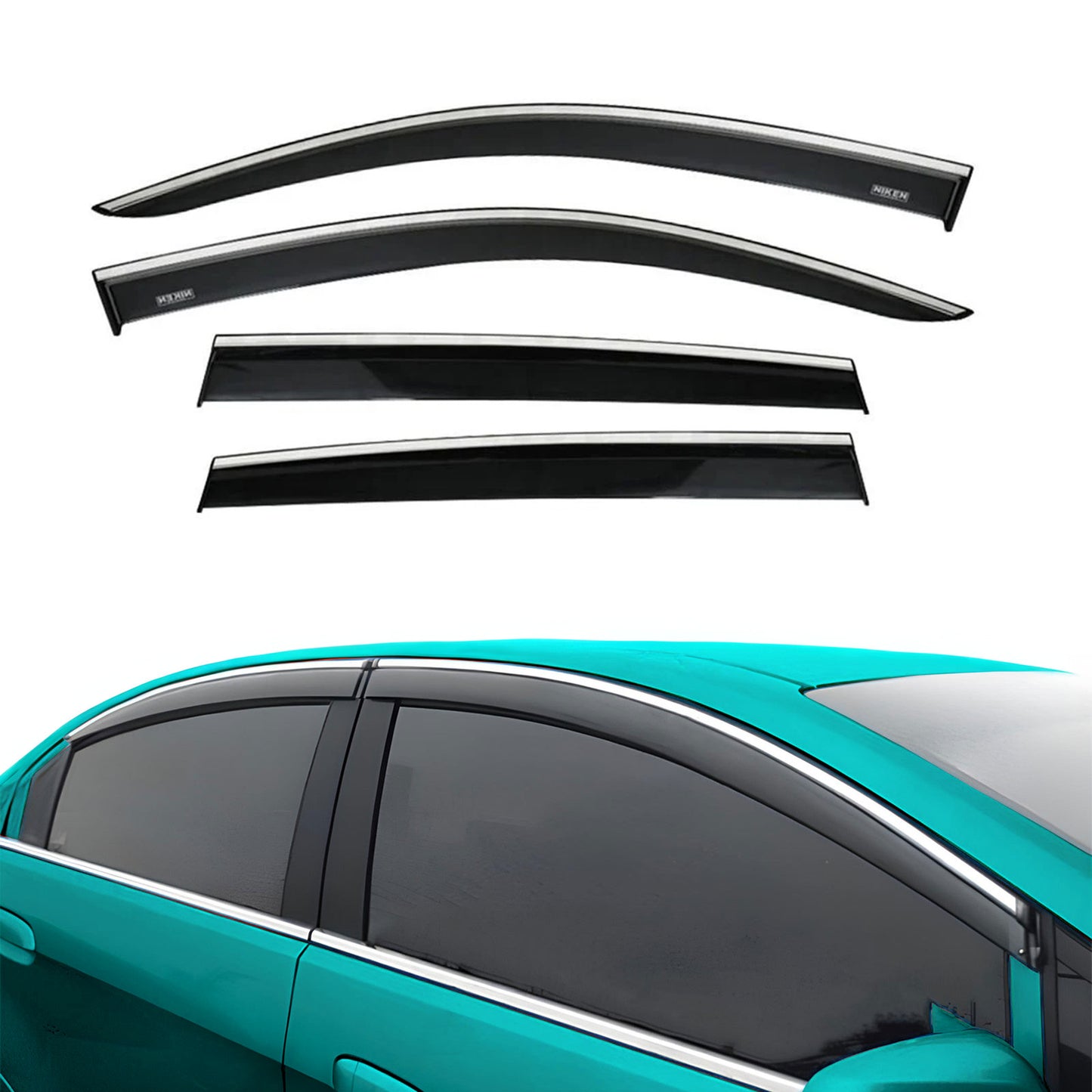 Chrome Car Wind Deflector Set for Vw Tiguan 2016-2021 Onwards - Rain Guard 4 pcs