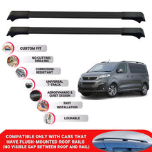 2X Car Roof Rack for Peugeot Expert Traveller 2017-2025 Lockable Roof Bars Black