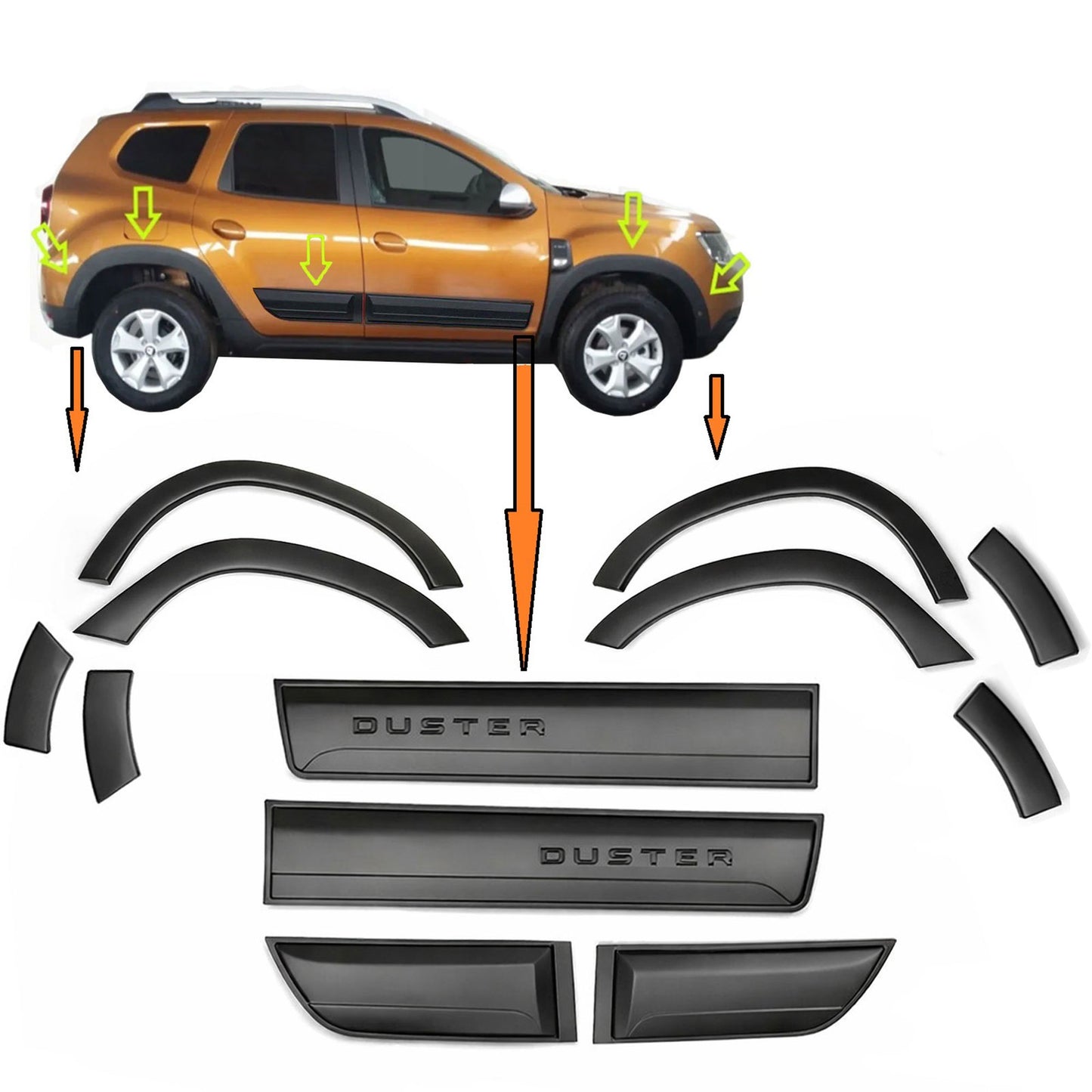 For Dacia Duster 2018-2023 ABS Fender & Door Moulding Body Kit Off-Road Model