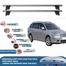 Lockable Roof Rack Cross Bars for Toyota Avensis Estate 2003-2009 | Heavy Duty Rail Carrier 2 Pcs Grey