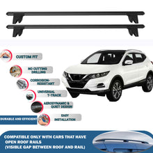 Lockable Roof Rack Cross Bars for Nissan Qashqai 2013-2020 | Heavy Duty Rail Carrier 2 Pcs Black