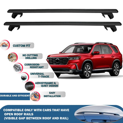 Roof Rack Cross Bars for Honda Pilot Mk4 2016-2023 Rail Carrier for Roof Tents 2 Pcs Black
