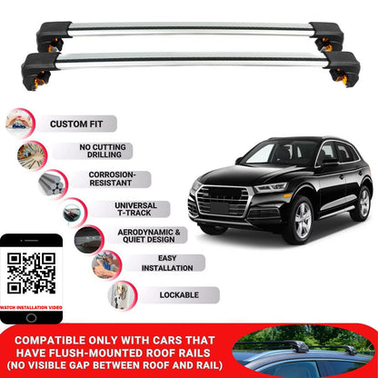 Premium Roof Bars For Audi Q5 Sportback Suv 2021+ Secure Roof Rack Cross Bar 2 Pcss Grey
