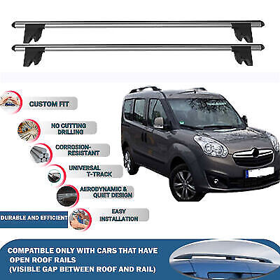 Lockable Car Roof Rack Cross Bars for Opel Combo D Tour 5D 2012-2019 4 Pcs Grey