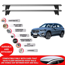 Premium Roof Bars for Bmw X1 F48 2015-2022; Lockable Roof Rack Cross Bars 2 Pcs Grey