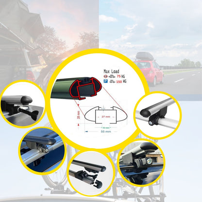 Roof Bars For Opel Mokka X J13 MK1 2012-2019 Roof Rack Cross Bars 2 Pcs Grey