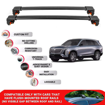 Premium Roof Bars For Cadillac Vistiq 2025+ Roof Rack Cross Bars Secure Black