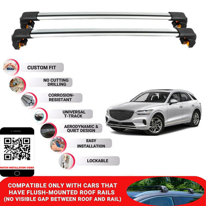 Premium Roof Bars For Genesis Gv70 Suv 2022+ Secure Roof Rack Cross Bar 2 Pcss Grey