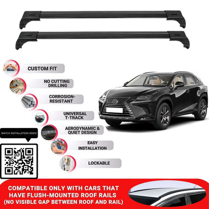 Roof Bars for Lexus Nx-Series 2015-2021 Lockable Roof Rack Cross Bars 2 Pcs Black