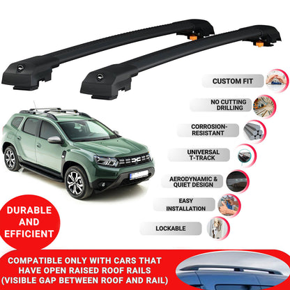 Roof Bar for Dacia Journey/Extreme 2023-+ Lockable Roof Rack Cross Bars 2 Pcs Black