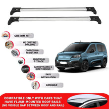 2X Car Roof Bars for Fiat Doblo K9 2022+ Lockable Roof Rack Cross Bars Grey