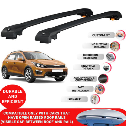 Roof Bar for Kia Rio X-Line 2017-2022 Lockable Roof Rack Cross Bars 2 Pcs Black