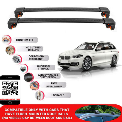 Premium Roof Bars For Bmw 5 Sr Touring F11 2010-2017 Secure Roof Rack Cross Bar 2 Pcss Black