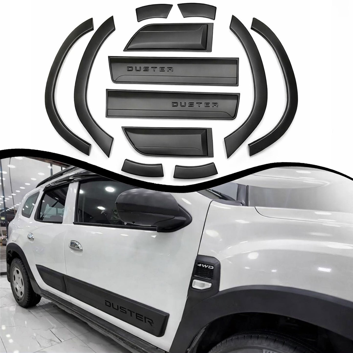 For Dacia Duster 2018-2023 ABS Fender & Door Moulding Body Kit Off-Road Model