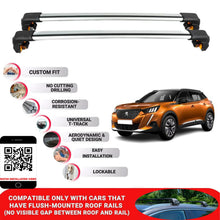 Premium Roof Bars For Peugeot 2008 Suv 2020+ Secure Roof Rack Cross Bar 2 Pcss Grey