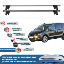 Lockable Roof Rack Cross Bars for Seat Arona 2017-2023 | Heavy Duty Rail Carrier 2 Pcs Grey