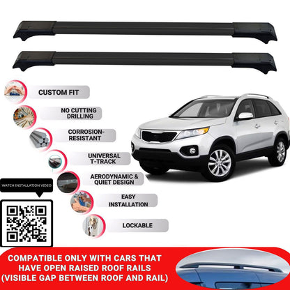 Roof Rack Cross Bars for Kia Sorento 2010-2015 Lockable Roof Bars 2 Pcs Black
