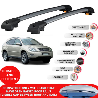 Roof Bar for Lexus Rx (XU30) 2004-2009 Lockable Roof Rack Cross Bars 2 Pcs Grey