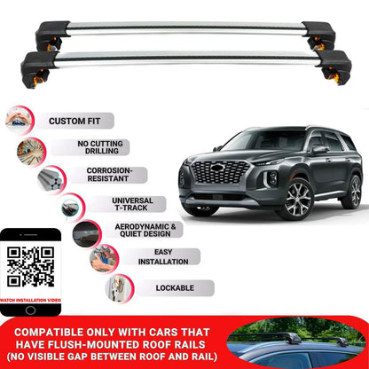Premium Roof Bars For Hyundai Palisade 2018+ Secure Roof Rack Cross Bar 2 Pcss Grey