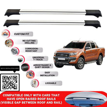 Roof Rack Cross Bars for Ford Ranger Super Cab 2011-2022 Lockable 2 Pcs Grey