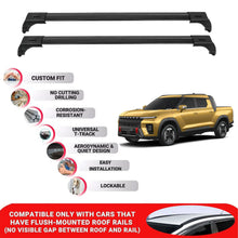 2X Car Roof Bars for Ssangyong Musso Ev 2025+ Lockable Roof Rack Cross Bar Black